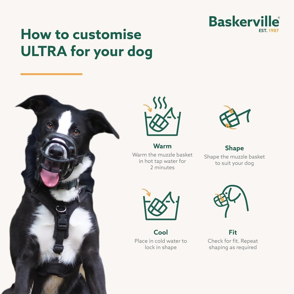 Ultra Muzzle Size 5 - Humane Design for Large Dogs, Breathable & Adjustable