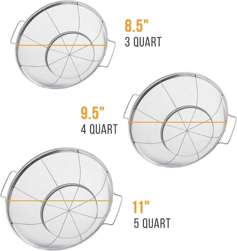 Stylish Stainless Steel Colander Set: 3 Nestable Sizes for Efficient Kitchen Use