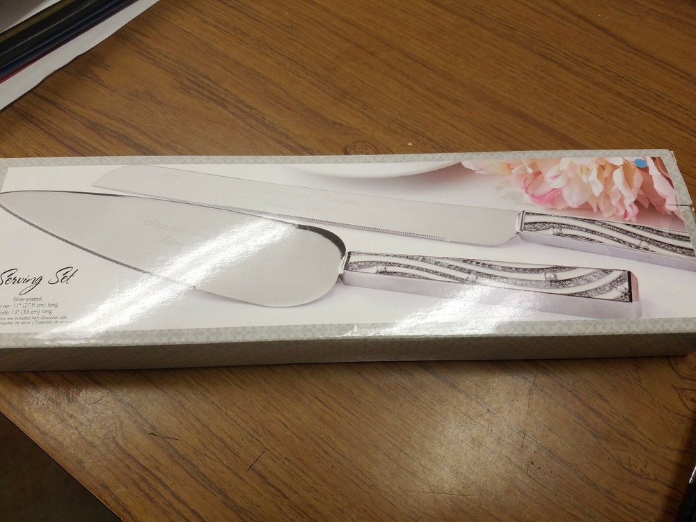 Cake serving set, wedding cake server, Glitter Wavy Lines cake serving set