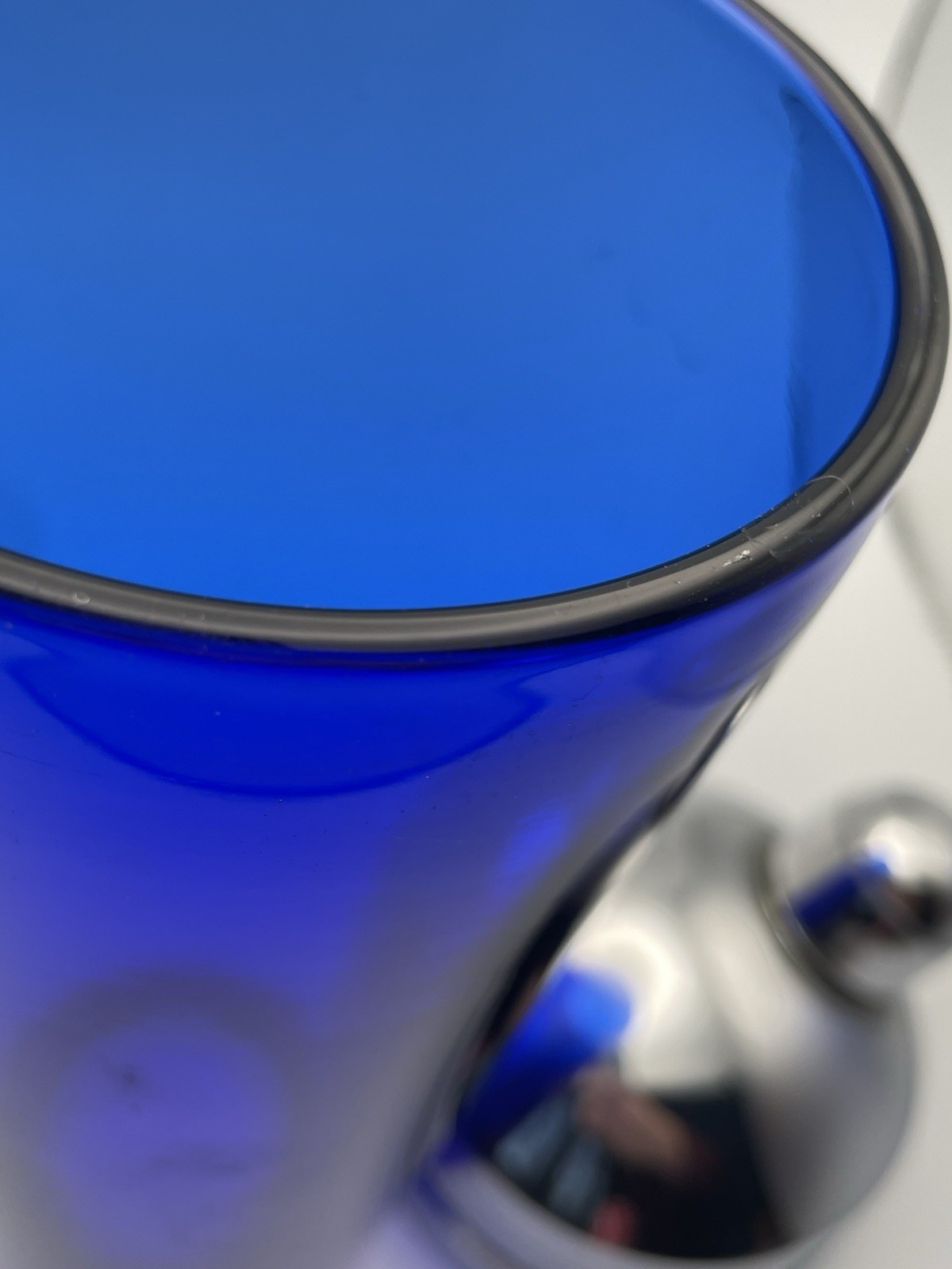 Vintage Cobalt Blue Thick Glass Cocktail Shaker 11" Tall Art Deco MCM FABULOUS!