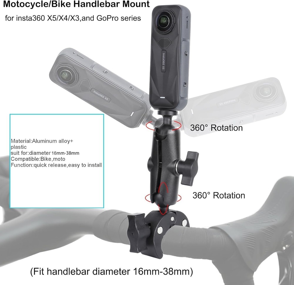 Camera Air Pump Vacuum Suction Cup Handlebar Mount Kit Compatible with Insta360