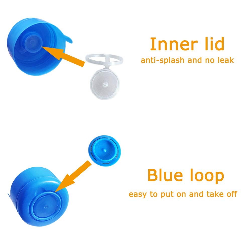 30 Pack Non Spill Caps,Reusable 55mm 3 and 5 Gallon Water Bottle Snap On Cap