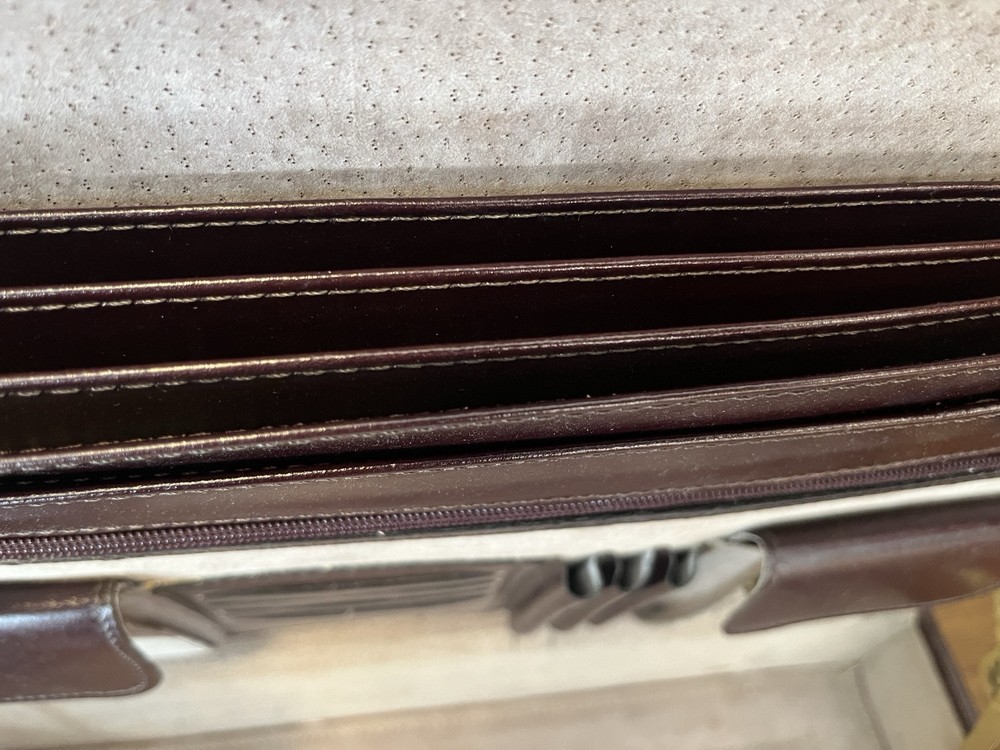 Vintage Burgundy Leather Briefcase w/ Settable Combination Lock - HERITAGE