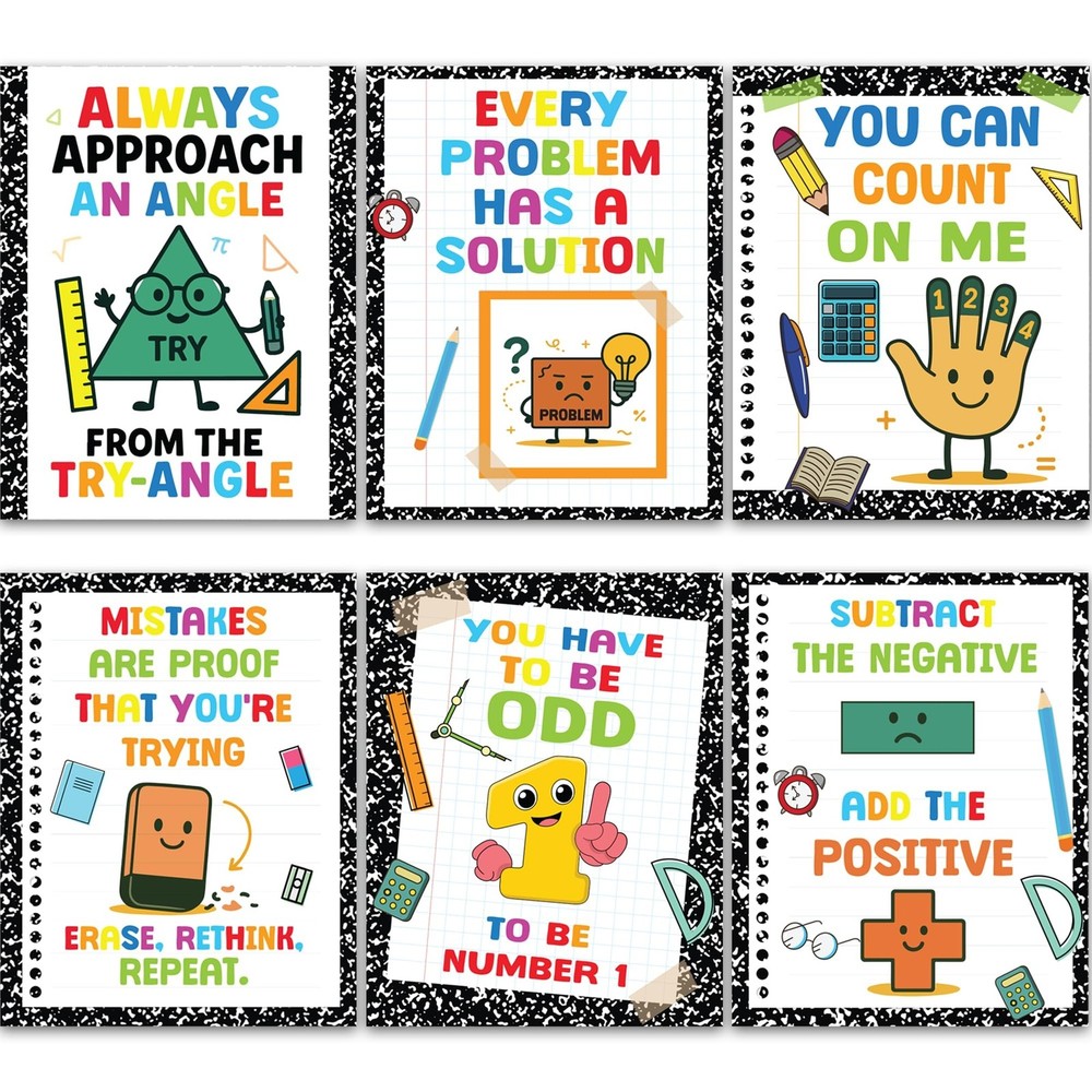 KATINAT 6pcs Math Posters for Middle School, Elementary and High School, Math...