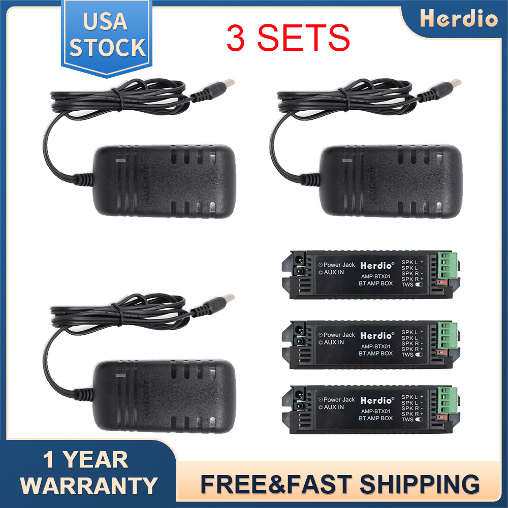 3Pair 12V3A Power Adapter Receiver + Bluetooth Amplifier Box for Ceiling Speaker