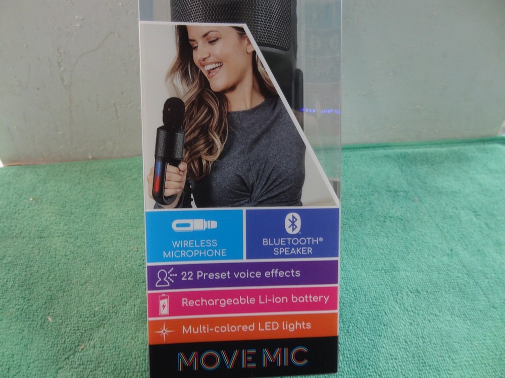 Singing Machine Move Mic Wireless Handheld Bluetooth Karaoke Microphone w/Speake