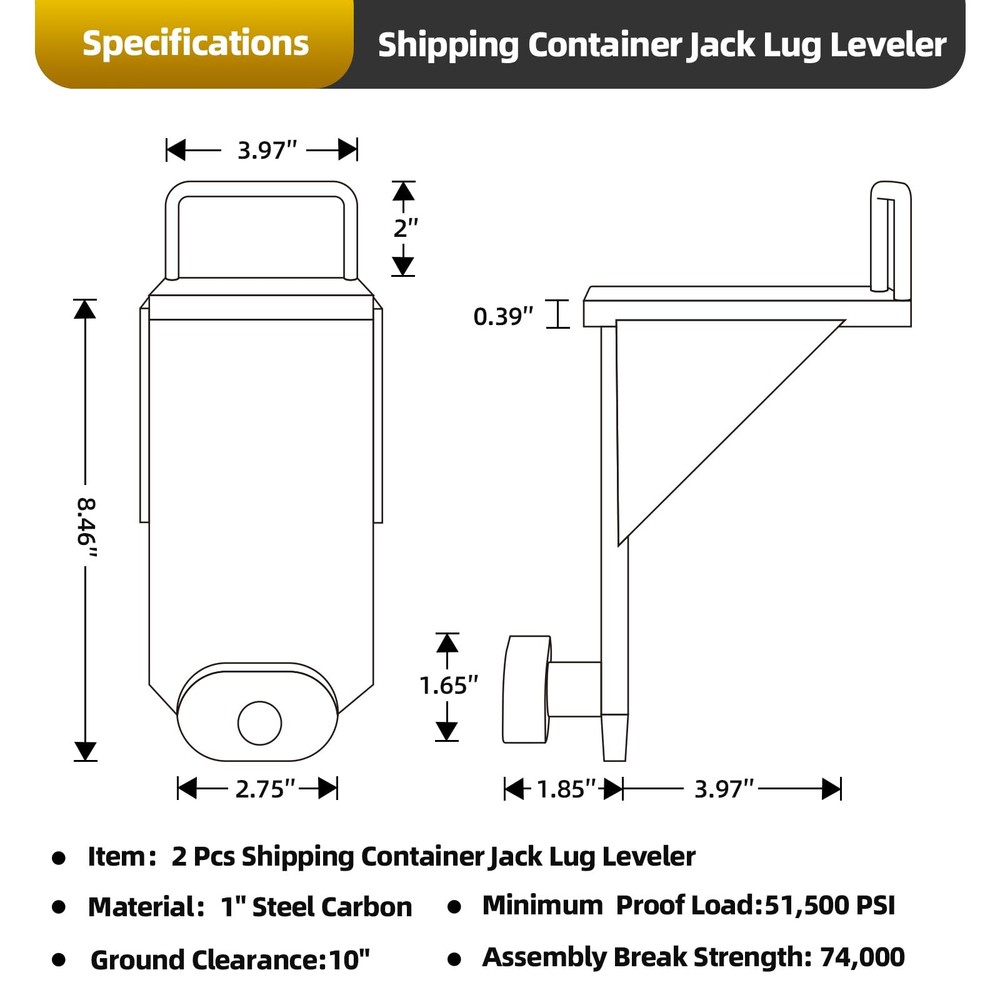 2Pcs Shipping Container Jack Lug 2Pack Leveler Accessories Attachment Booster
