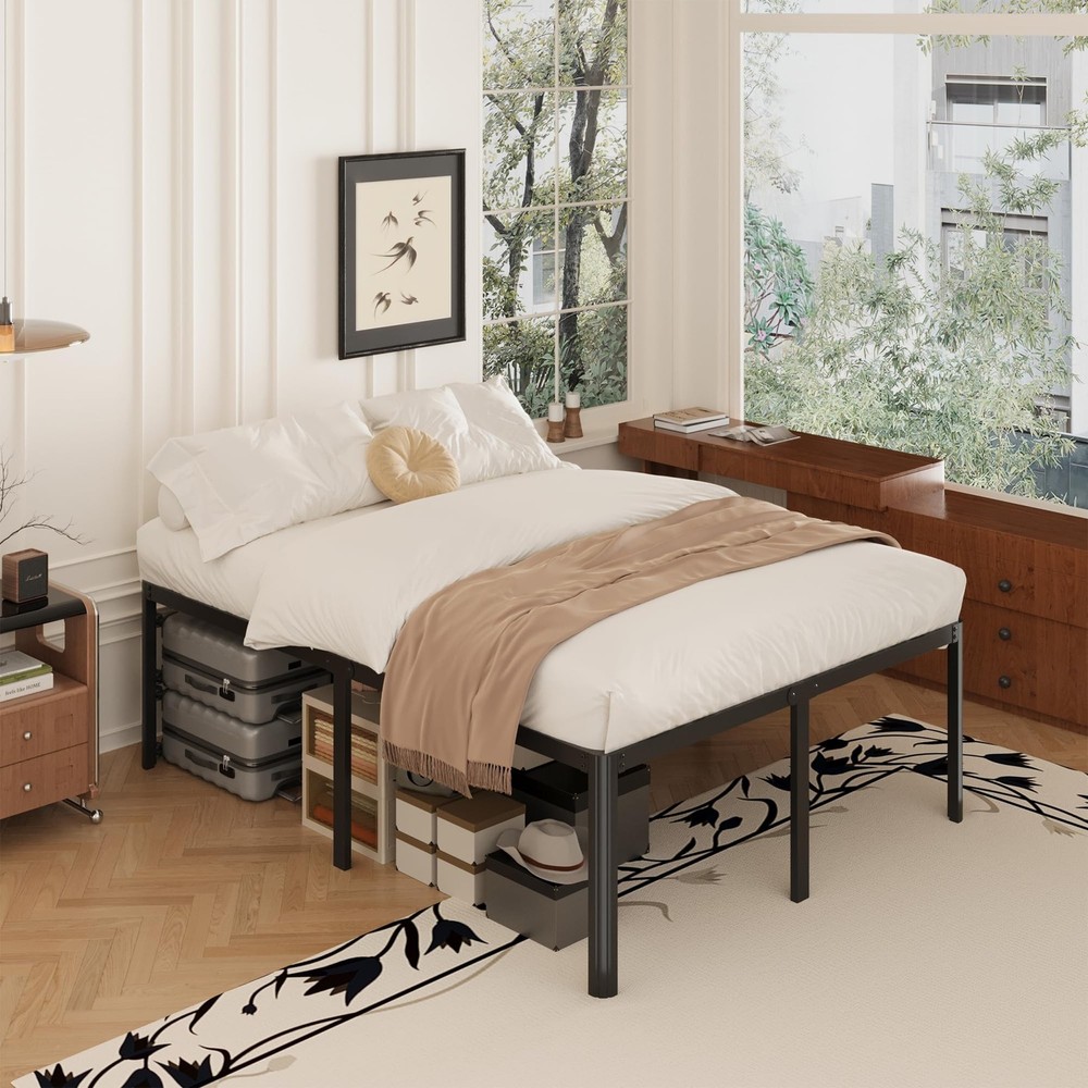 20 Inch Queen Bed Frame Rounded Corner Legs Platform Bed Frame Queen Size, He...
