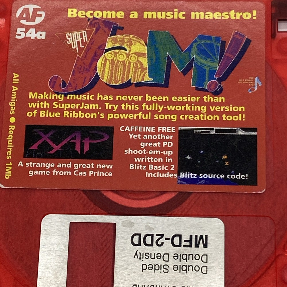 1993 Super Jam All Amiga red plastic 54a Floppy Disk VTG Untested