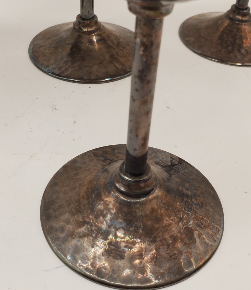 Bernad Rice's Sons 1920 - Apollo EPNS Hammered Silver Plate Cocktail Cups Set 6