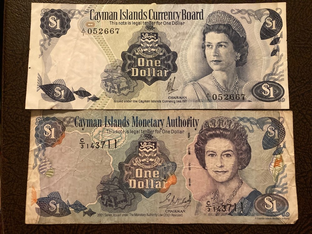 2 different Cayman Islands - One Dollar Notes