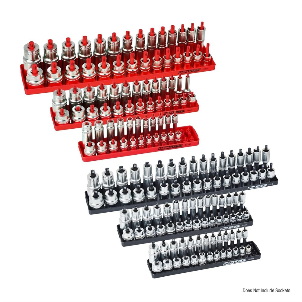 Efficient Socket Organization: 6 Piece Set for Toolbox with SAE & Metric Holders
