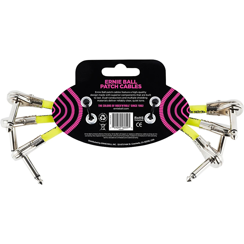 Ernie Ball 6" Pancake Patch Cable 6 in. Black