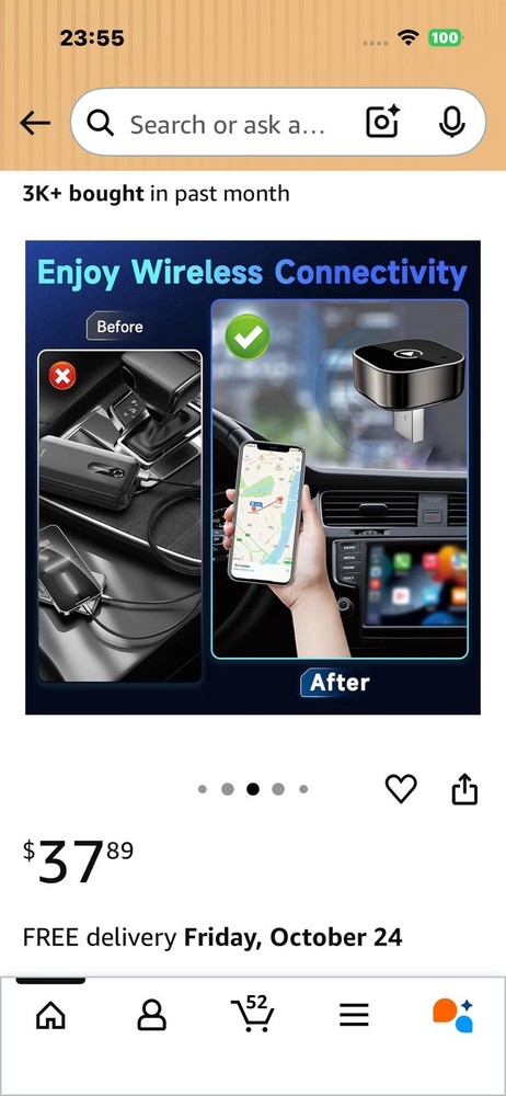 2026 Wireless Apple CarPlay/Android Auto Adapter Plug and Play