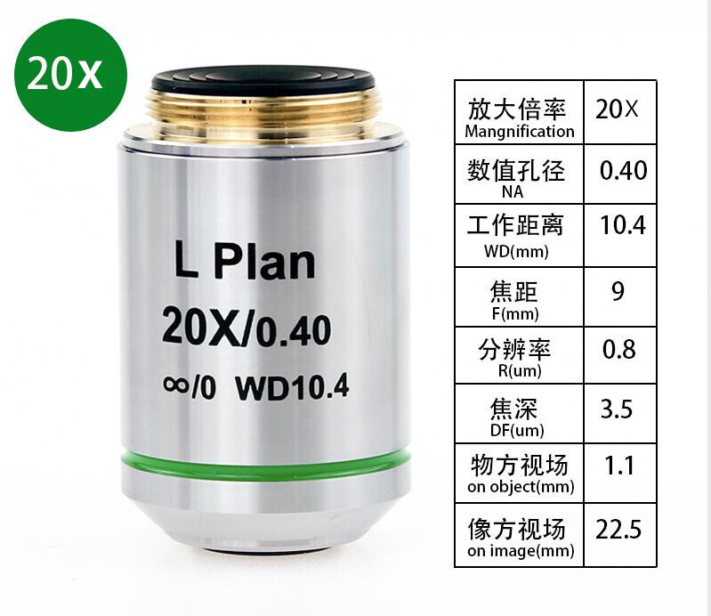 Infinity Long Working Distance Metallographic Microscope Objective Len 2.5-100X