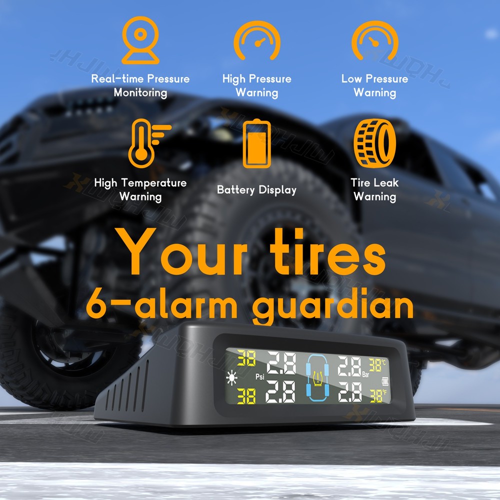 6 Comprehensive Alert Modes TPMS Sensor &1 TPMS Receiver host fit screen LCD