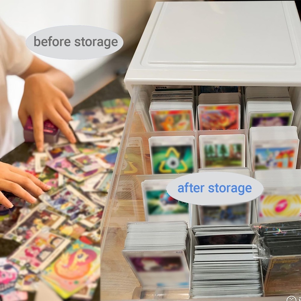 2400-Capacity Trading Card Storage Box with Drawer, Plastic Stackable Organiz...