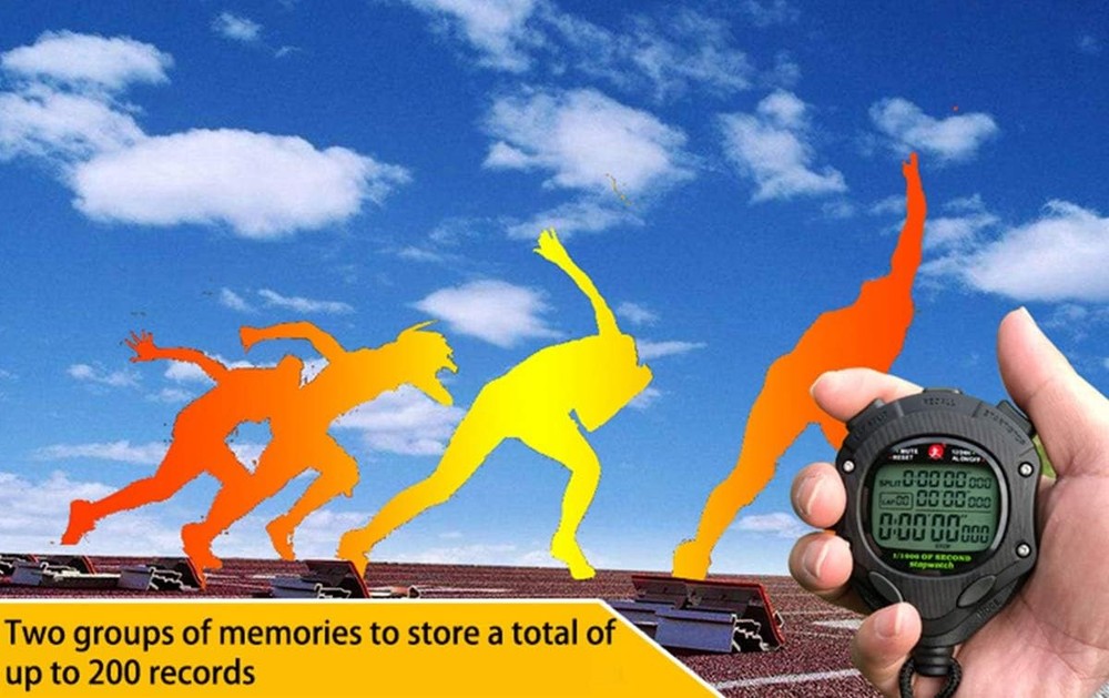 Digital Stopwatch Timer with Back Light Stop Watch 100 Lap-backlight-black