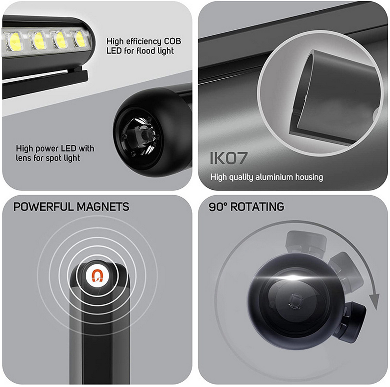 Magnetic Penlight Pocket COB Work Light Rechargeable LED Flashlight Waterproof