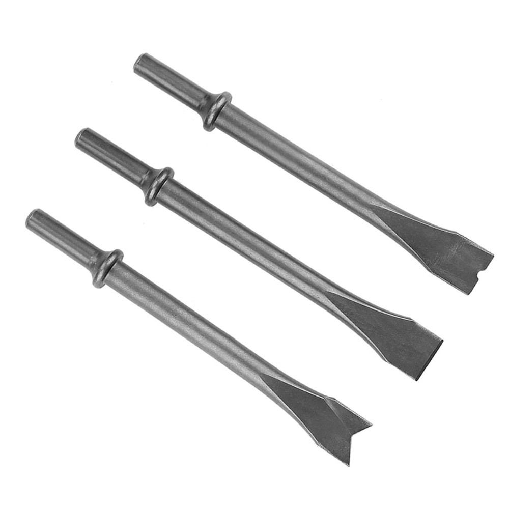 3pcs Air Hammer Chisel Extra Long Round Shank Pneumatic Hammer Bit Tools Part