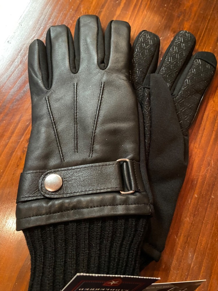 NEW SADDLEBRED BLACK LEATHER TOUCHSCREEN COMPATIBLE GLOVES SIZE LARGE.