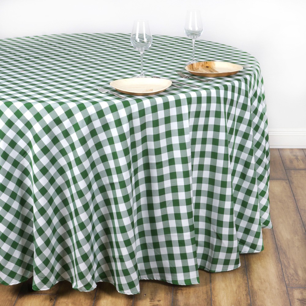 108" Checkered Gingham Polyester Round Tablecloth WEDDING Plaid PARTY LINENS