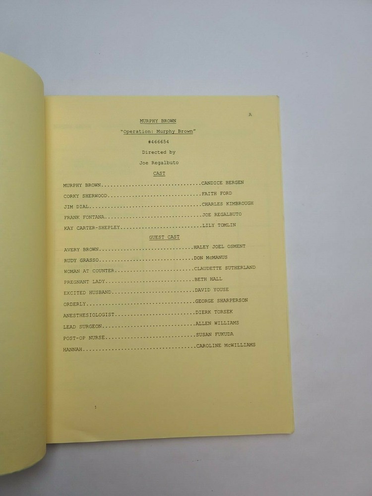 MURPHY BROWN / Norm Gunzenhauser 1997 TV Script, "Operation: Murphy Brown"