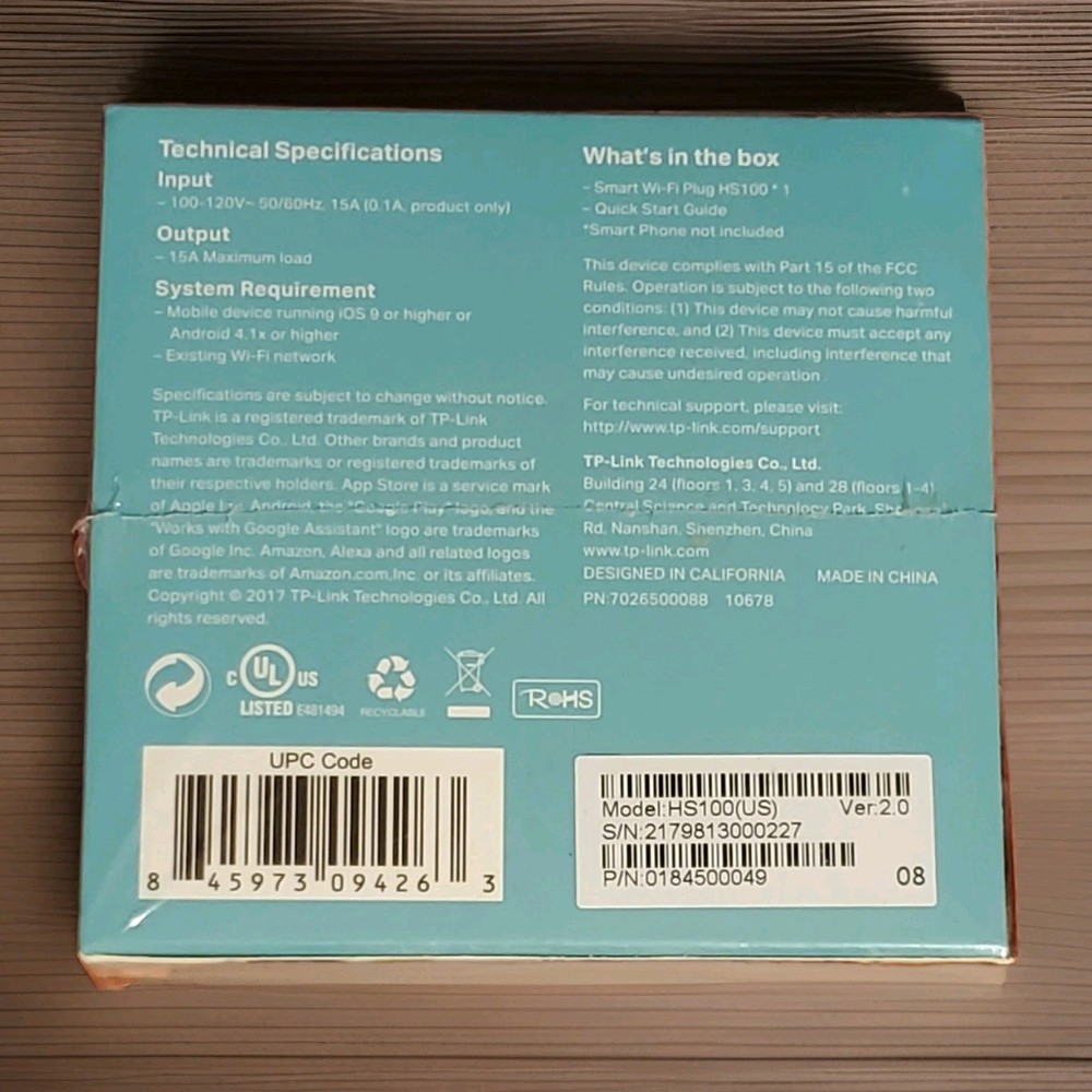 TP-Link ~ Smart Wi-Fi Plug ~ W/Google Assistant & Amazon Alexa ~ HS100