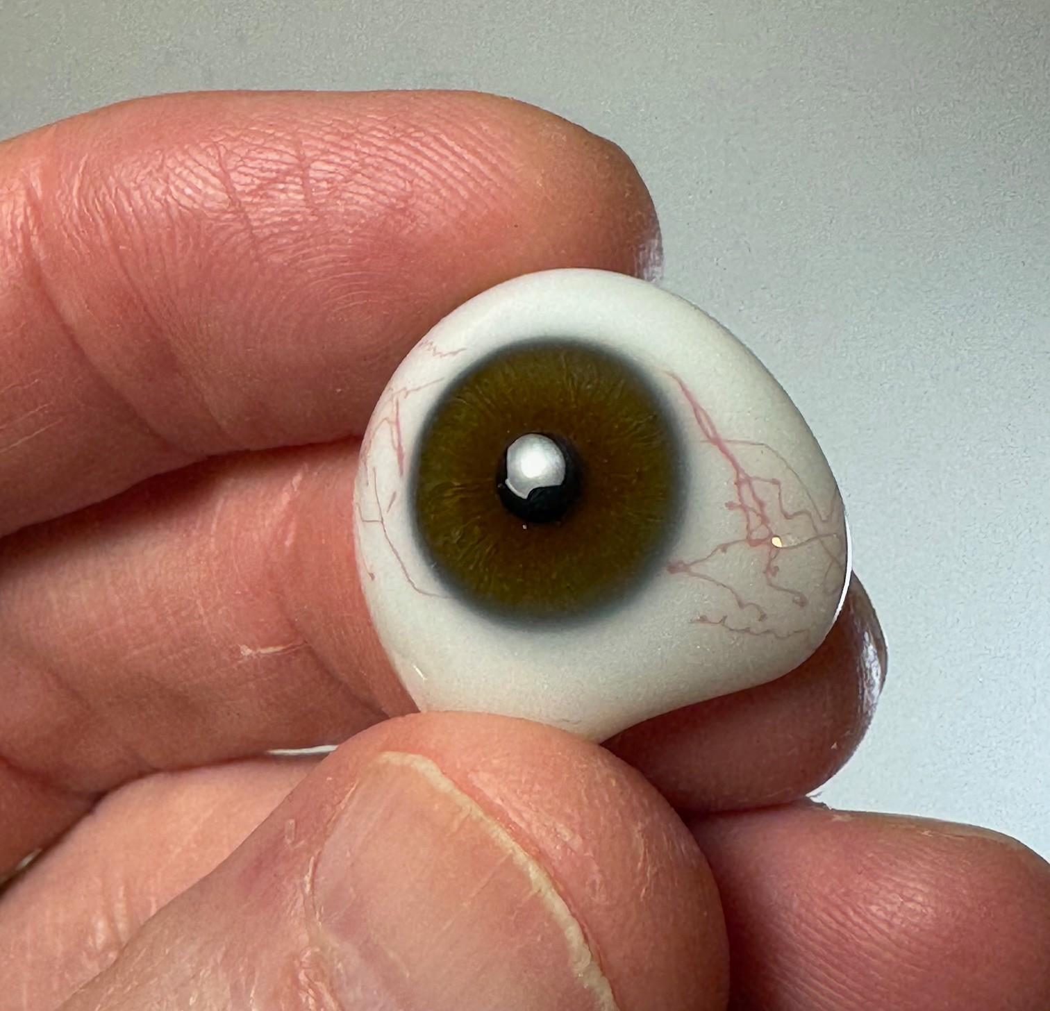 Antique German hand-blown human prosthetic glass eye.  Brown eye.