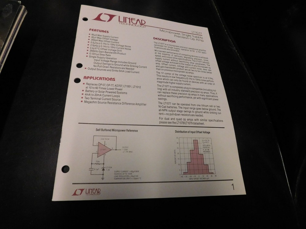 Electronics Specification Guide Application Linear Technology LT1077