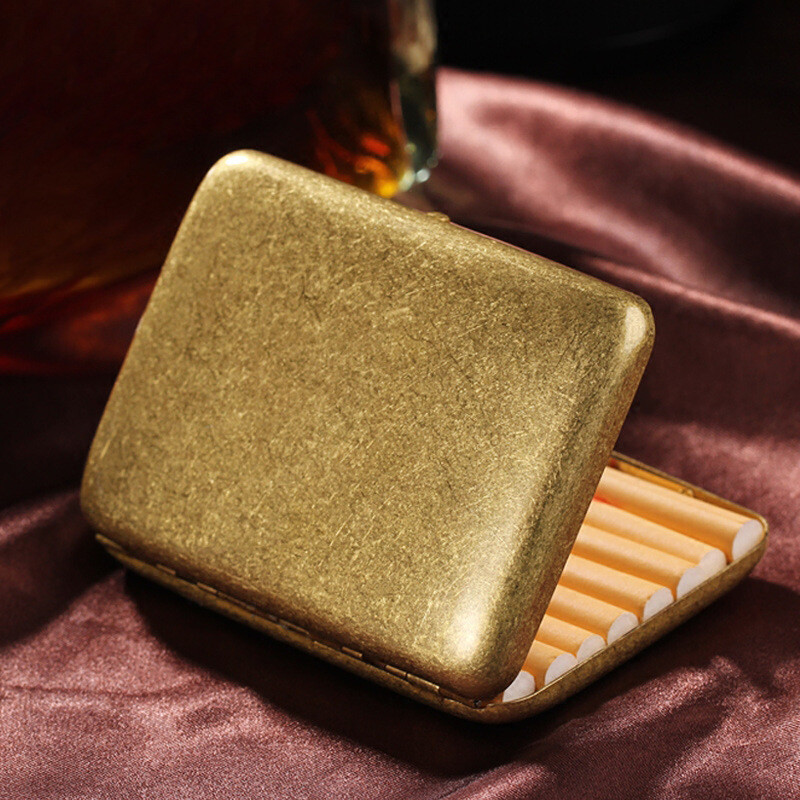 High Grade Collectable Vintage Solid Brass Copper Cigarette Case Holder Box Gift