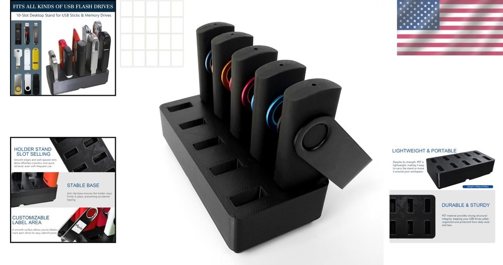 Efficient Compact USB Flash Drive Stand - 10 Slots for Easy Access and Storage