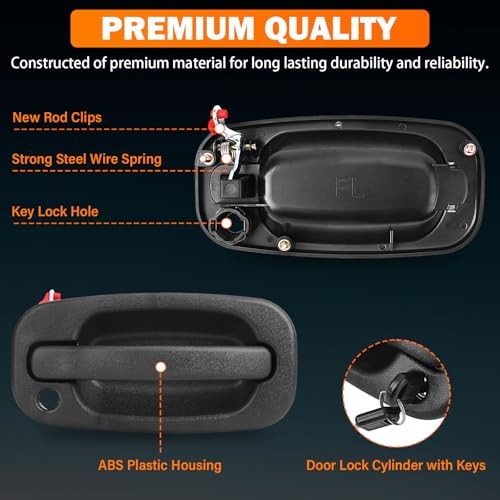 Exterior Door Handles with Locks Front Black Front Left & Right (with Locks)