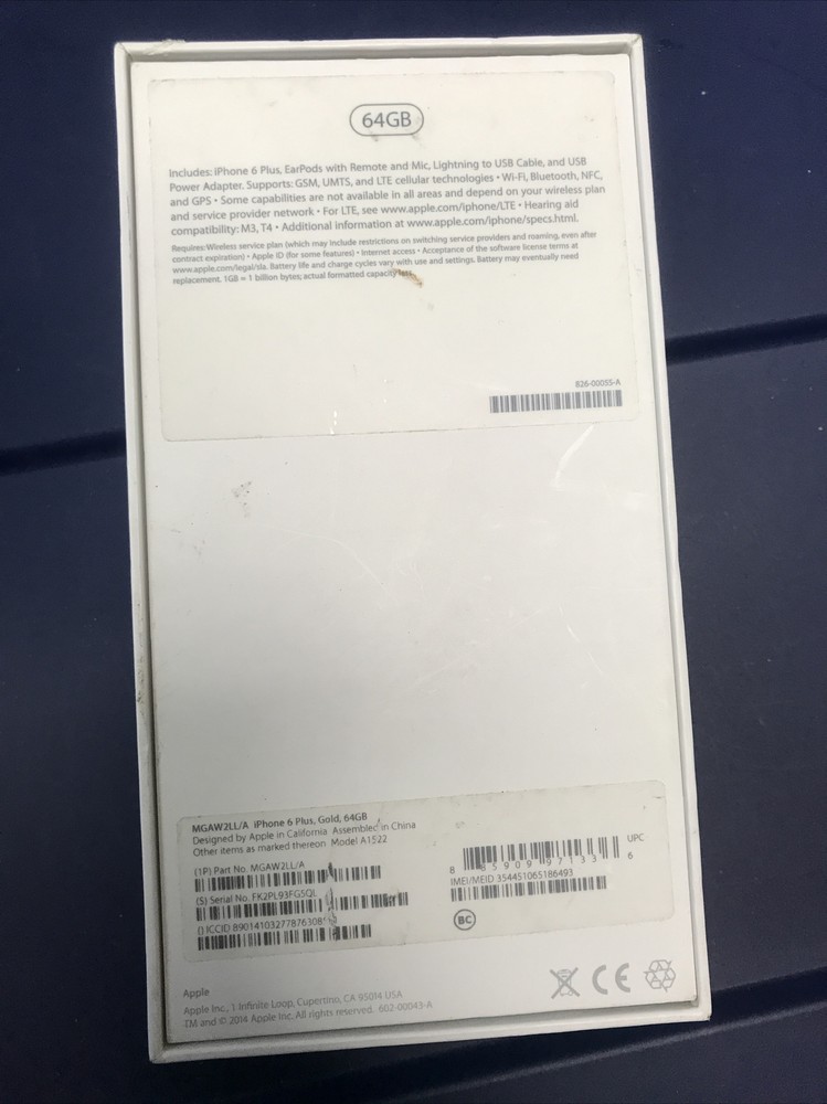 Iphone 6 Plus Empty Box With Apple Headsets