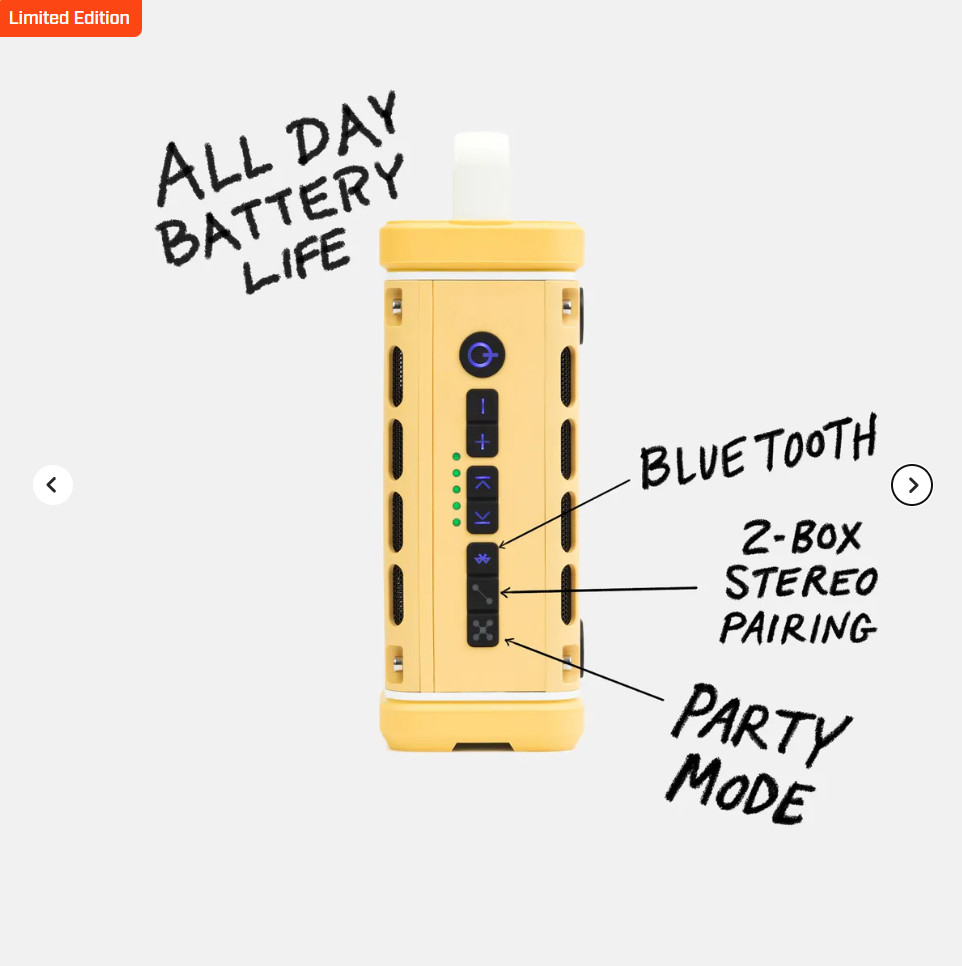 Turtlebox Ranger Loud Outdoor Bluetooth Speaker Yellow – Limited Edition NEW