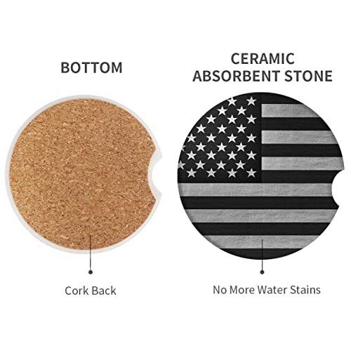 2 Pack Absorbent Car Cup Holder Coasters Ceramic Stone w/ Non Scratch Cork Base