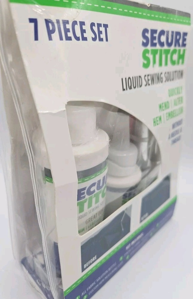 Secure Stitch Liquid Sewing Glue Emergency Solution 7pc Set NEW