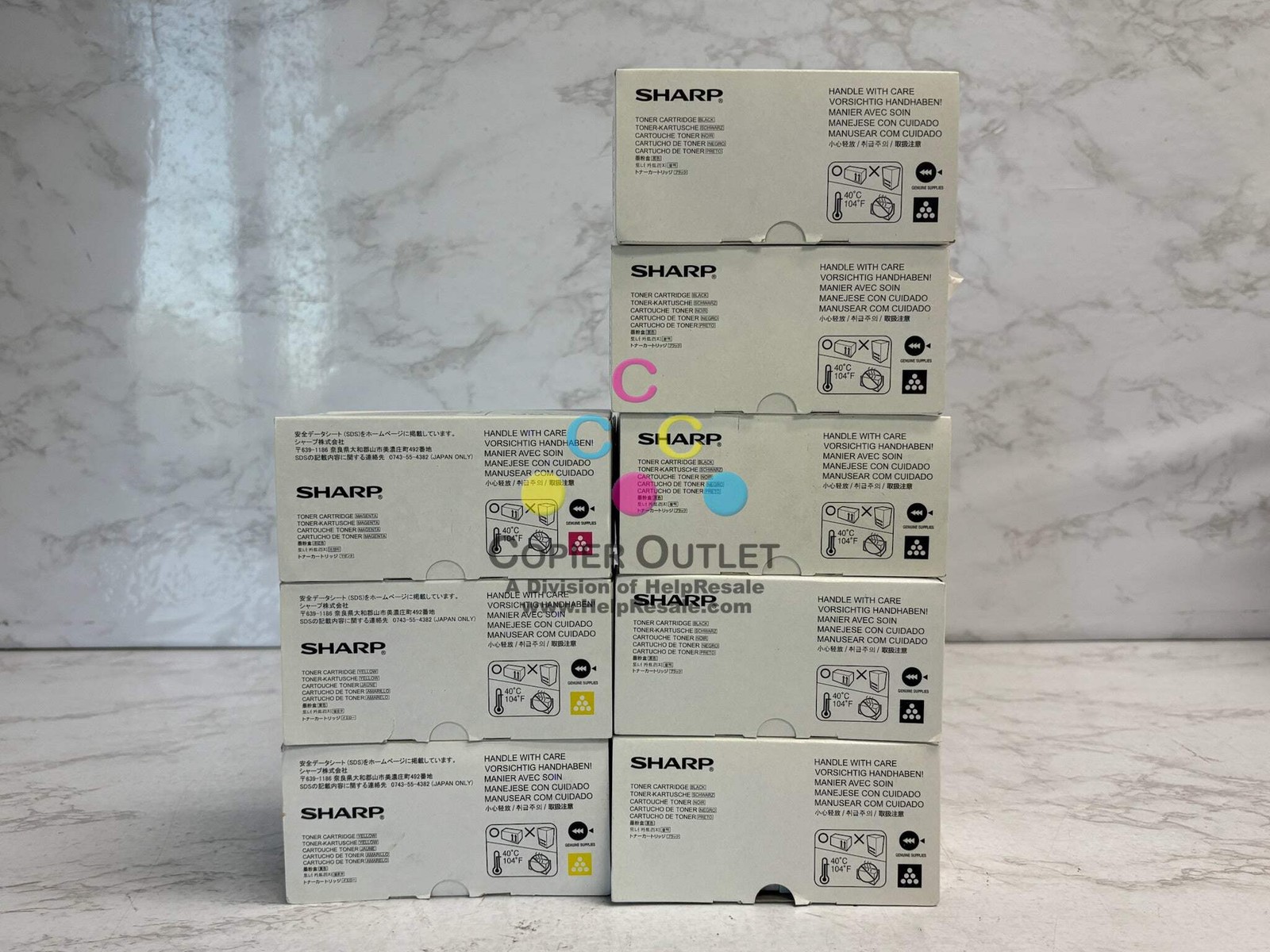 8 New OEM Sharp MX-C250,MX-C300P, MX-C304W Toners MX-C30NT MYYKKKKK Toners