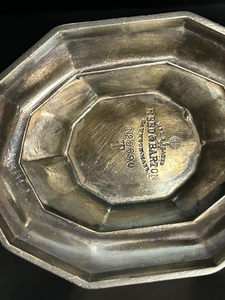 Antique Reed & Barton Silverplate Teapot Octagonal Paneled No. 3690 Monogram