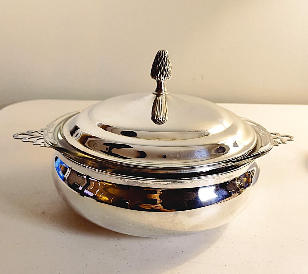 Vintage Reed & Barton Silver-Plated Covered Casserole with Pyrex Insert