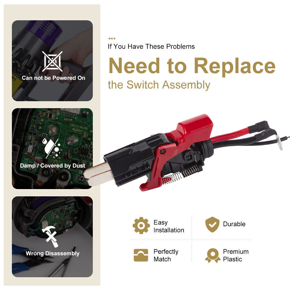 Red Switch Button + Upgraded Trigger Assembly for Dyson V11 SV14 Vacuum Cleaner
