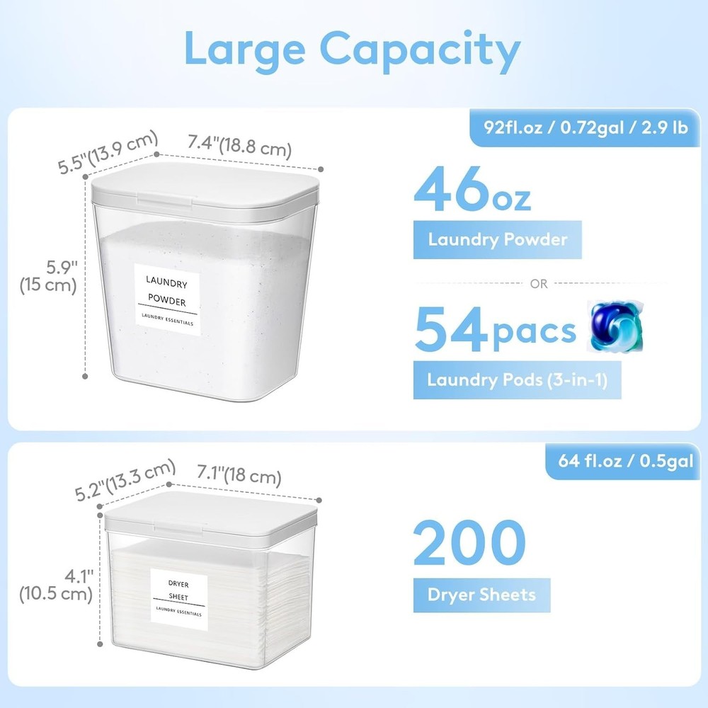 Versatile Laundry Room Storage Set: 4 Containers for Pods, Dryer Sheets & More