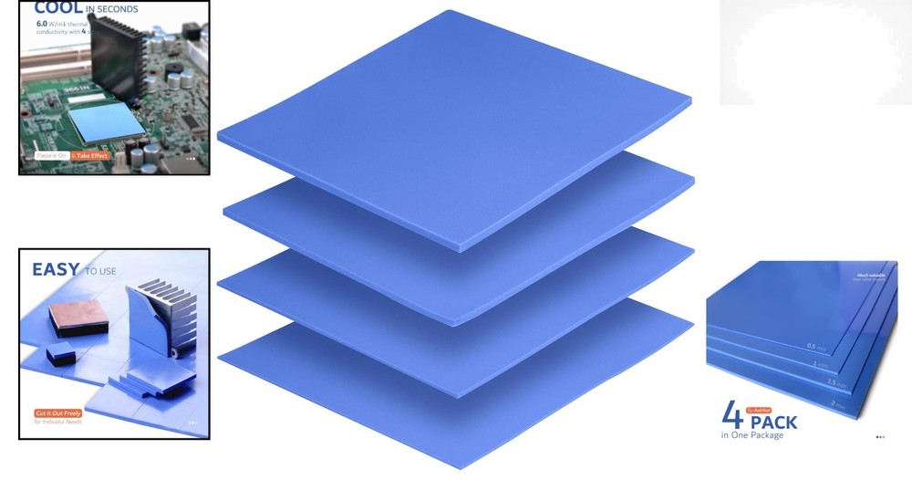 High Performance 4 Pack Silicone Thermal Cooling Pads - Non-Conductive & Safe