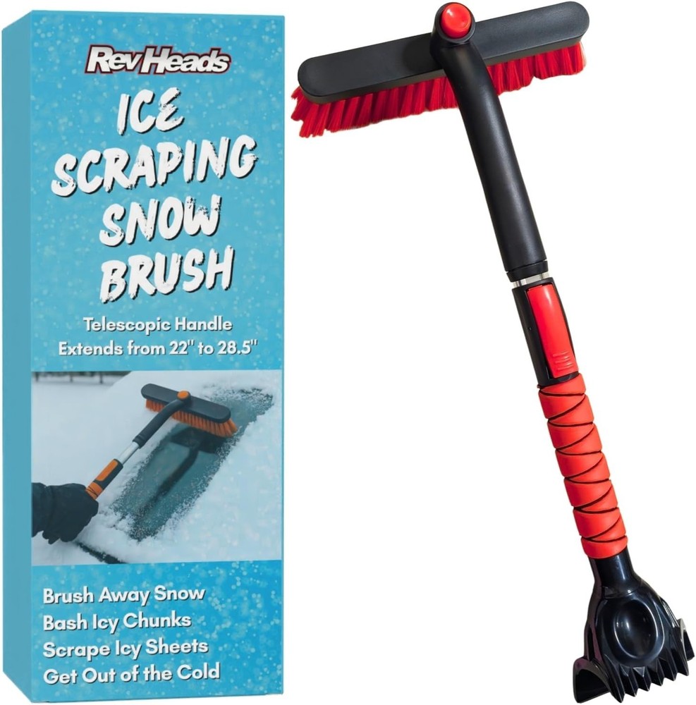 Versatile Ice Scraper with 28" Telescopic Handle - Brush, Chisel & Claw Features