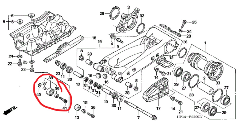 HONDA TRX 400EX, 400X, 450R, 450ER LOWER BOTTOM LOWER CHAIN ROLLER, RED