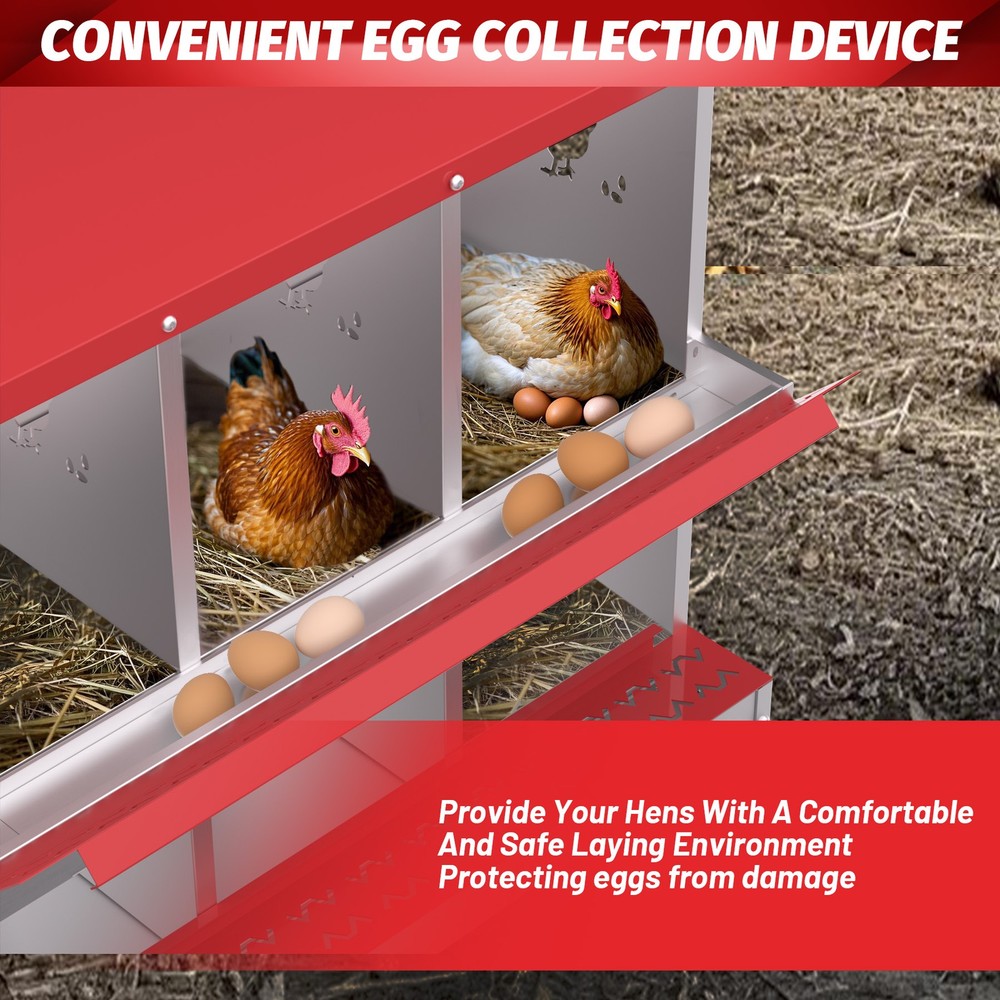 6 Holes Chicken Nesting Box, Metal Chicken Nesting Boxes, with Bracket Legs