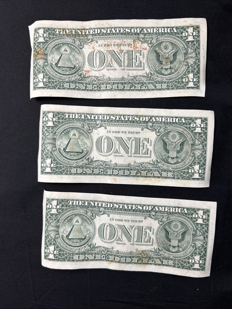 10 US ONE DOLLAR FEDERAL RESERVE NOTES SERIES 2001 INK MISSING PRINTING ERROR