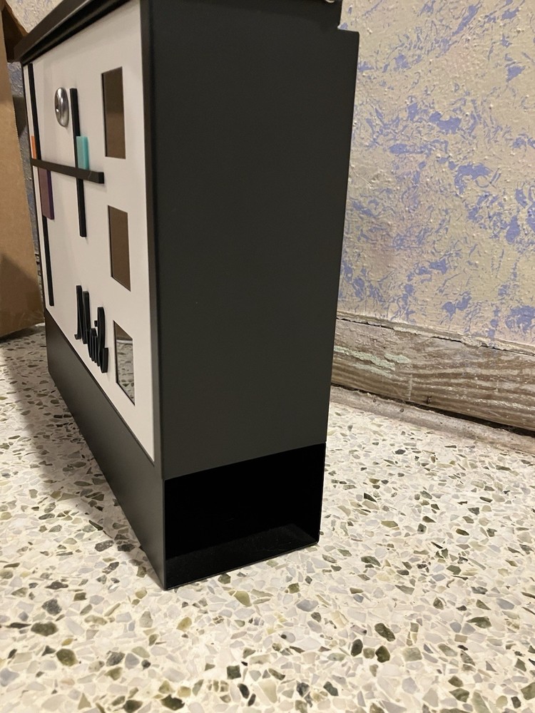 Atomic Avocado Designs Modern Steel Wall Mount Locking Mailbox Black White