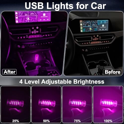 USB Light for Car, Touch Dimmable Retro Interior Lamp LED Ambient purple