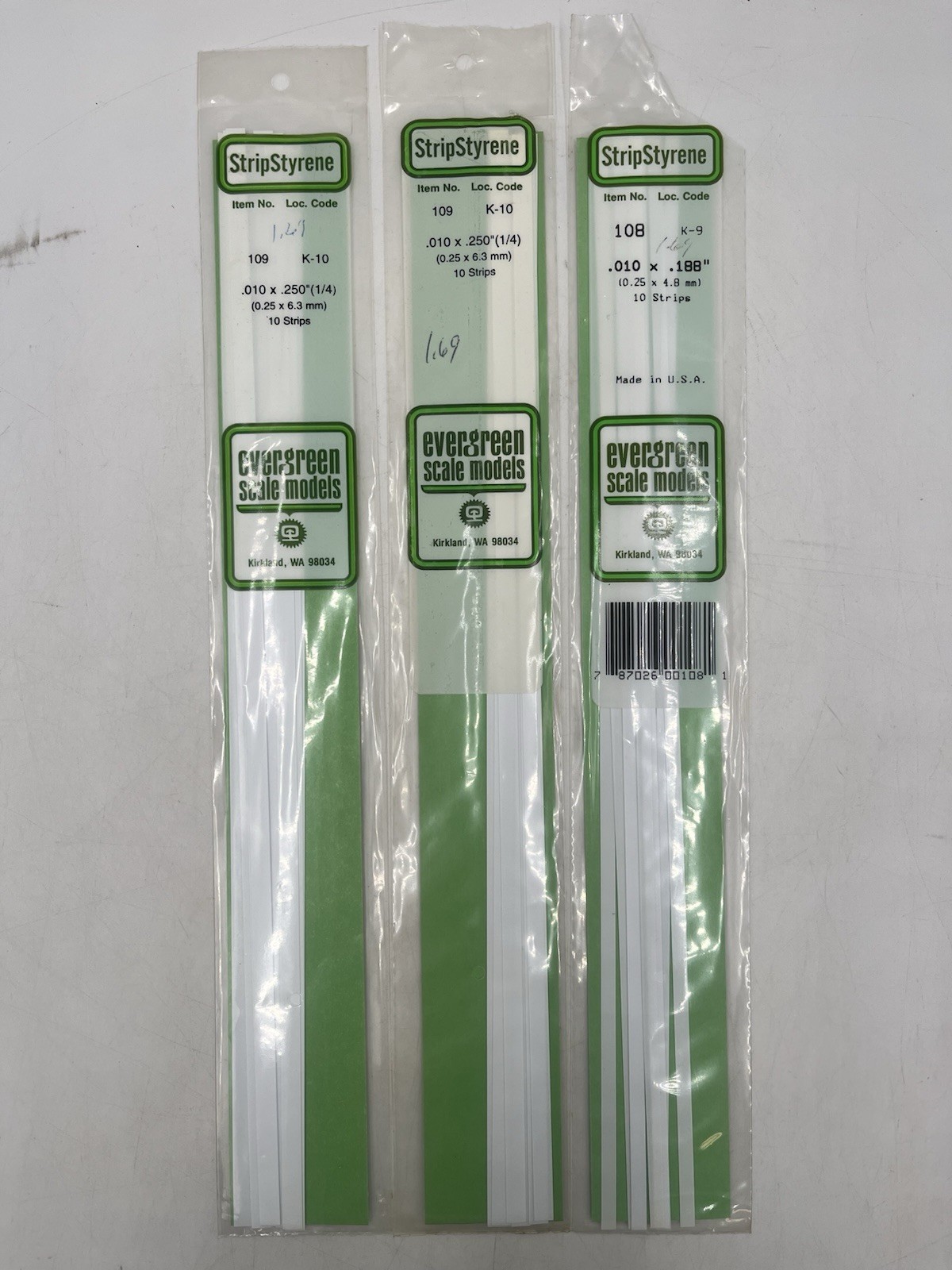 Ho Scale Strip Styrene Evergreen Scale Models 100, 102, 8110 & More Large Lot